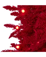 Nearly Natural Flocked Fraser Fir Artificial Christmas Tree with 500 Lights, 40 Globe Bulbs and 1039 Bendable Branches