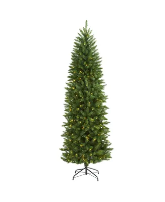 Nearly Natural Slim Mountain Pine Artificial Christmas Tree with 300 Clear Led Lights