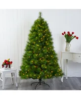 Nearly Natural Scotch Pine Artificial Christmas Tree with 300 Clear Led Lights