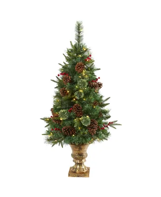 Nearly Natural Pine, Pinecone and Berries Artificial Christmas Tree in Decorative Urn