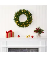 Nearly Natural Pine Artificial Christmas Wreath with 35 Clear Led Lights