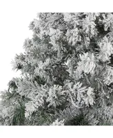 Nearly Natural Flocked Rock Springs Spruce Artificial Christmas Tree with 800 Bendable Branches