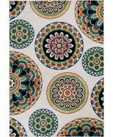 Portland Textiles Tropicana Burnette White 8'8" x 11'10" Outdoor Area Rug