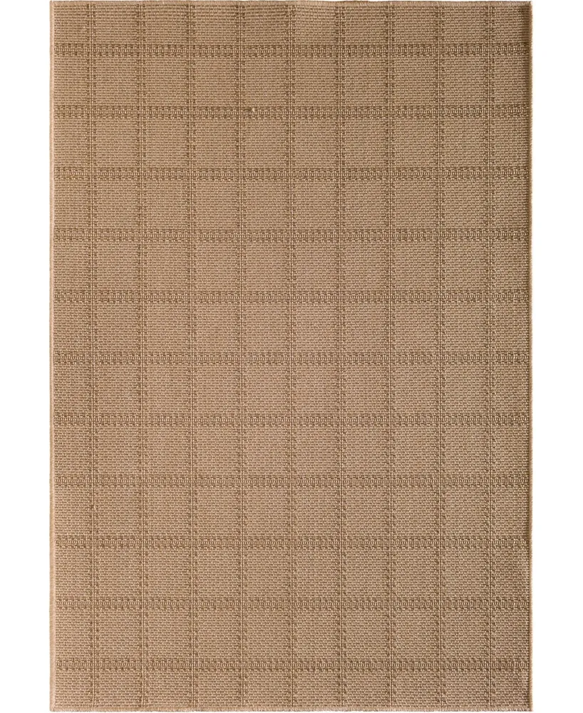 Portland Textiles Napoli Regular Plaid Tan 6'7" x 9'6" Outdoor Area Rug