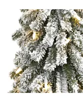 Nearly Natural Flocked Grand Alpine Artificial Christmas Tree with 35 Clear Lights and 111 Bendable Branches On Natural Trunk