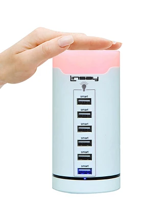 Linsay 6 Usb Charger Station with Smart Led Lamp Touch multi color dimmable