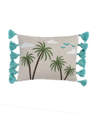 Homthreads Beach Days Palm Tassel Pillow, 14" x 18"