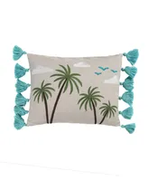 Homthreads Beach Days Palm Tassel Pillow, 14" x 18"