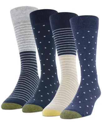 Men's 4-Pack Casual Dot Stripe Crew Socks