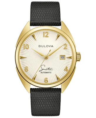 Bulova Men's Frank Sinatra Automatic Black Leather Strap Watch 39mm