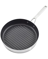 KitchenAid 3-Ply Base Stainless Steel Nonstick Induction Stovetop Grill Pan, 10.25", Brushed Stainless Steel