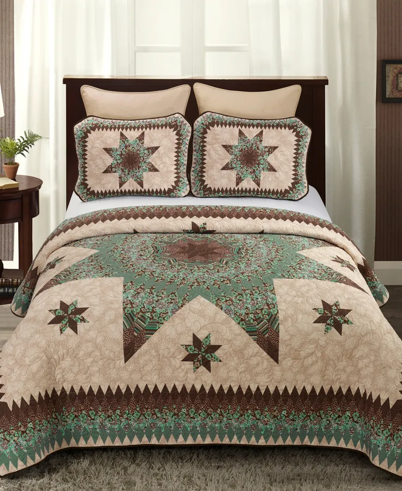 American Heritage Textiles Sea Breeze Star Quilt 3 Piece Set