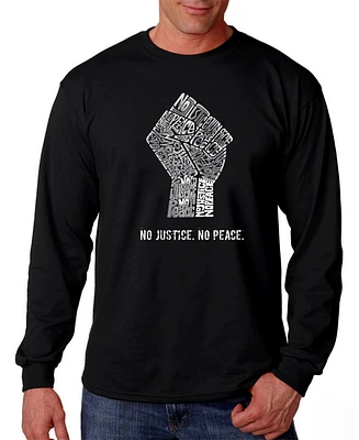 La Pop Art Men's No Justice, Peace Word Long Sleeve T-shirt