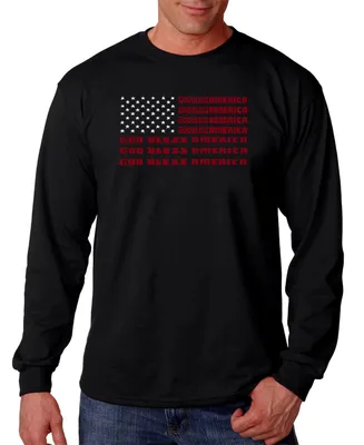 La Pop Art Men's God Bless America Word Long Sleeve T-shirt
