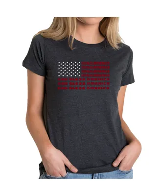 La Pop Art Women's Premium Blend T-Shirt with God Bless America Word