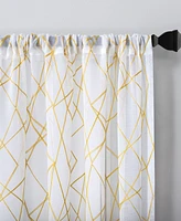 No. 918 Abstract Geometric Embroidery Semi-Sheer Rod Pocket Curtain Panel, 50" x 84"