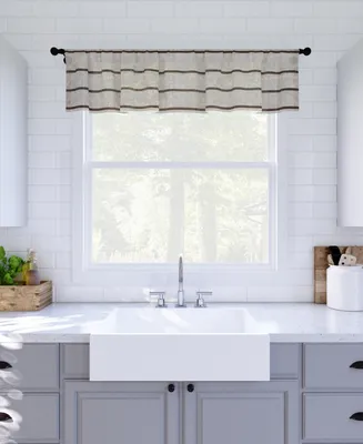 Twill Stripe Anti-Dust Linen Blend Sheer Cafe Curtain Valance