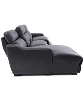 Gabrine 3-Pc. Leather Sectional with 1 Power Headrest and Chaise, Created for Macy's