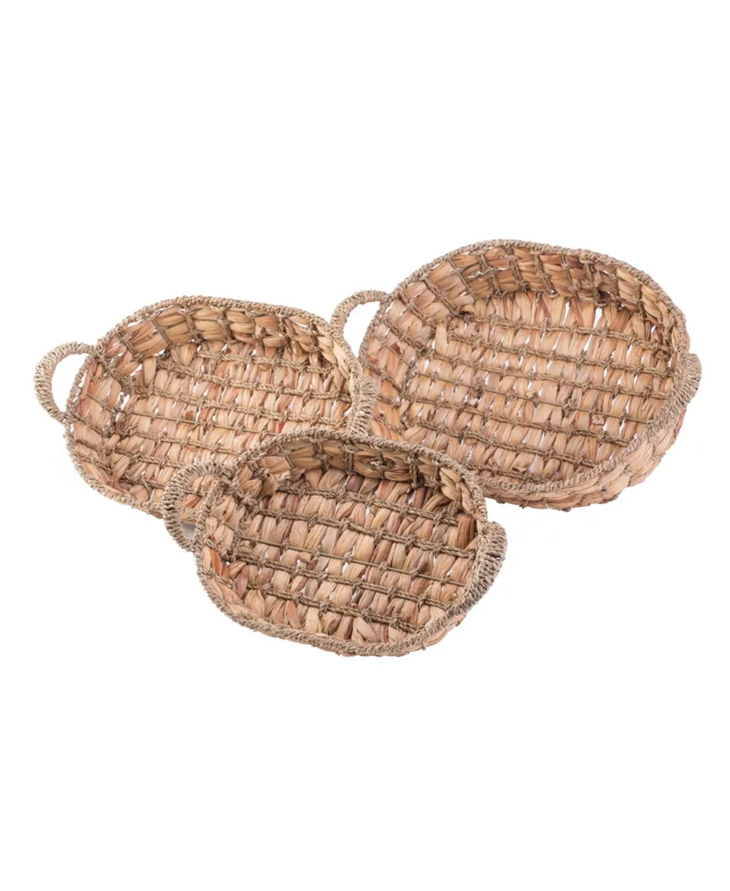 Vintiquewise Set of 3 Seagrass Fruit Bread Basket Trays with Handles