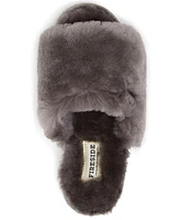 Dearfoams Fireside by Women's Cairns Genuine Shearling Fuzzy Slide Slipper