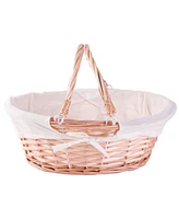 Vintiquewise Oval Willow Basket with Double Drop Down Handles