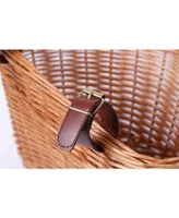 Vintiquewise Wicker Front Bike Basket with Faux Leather Straps