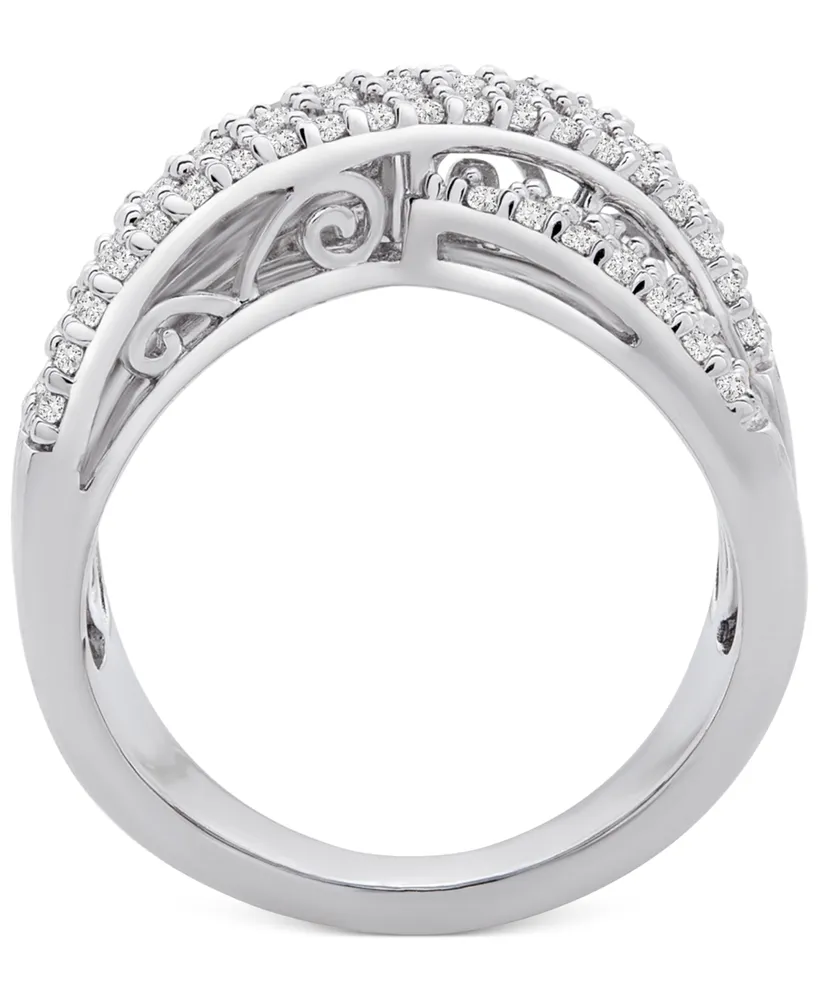 Diamond Crossover Statement Ring (1 ct. t.w.) in Sterling Silver