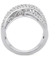 Diamond Crossover Statement Ring (1 ct. t.w.) in Sterling Silver