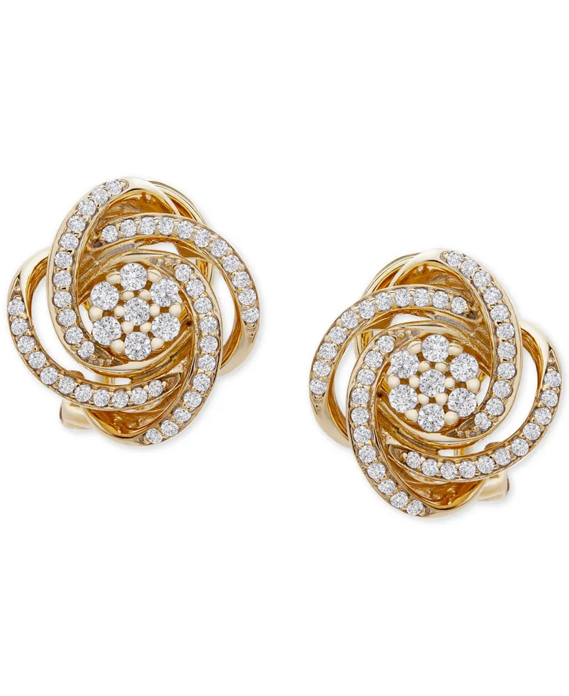 Wrapped in Love Diamond Love Knot Stud Earrings (1/2 ct. t.w.) in 14k Gold, Created for Macy's