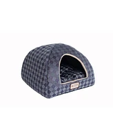 Armarkat Cat Bed C65HHG/Ls For Indoor Cats, Purple Gray Combo Checkered Pattern With Removable Washable Cushioned Pillow