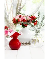 Vietri Hibiscus Glass Red Small Fluted Vase