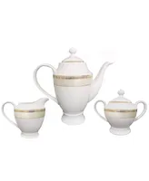 Lorren Home Trends 57 Piece Mix and Match Bone China Dinnerware Set, Service for 8 - Gold