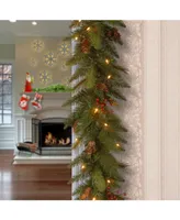 National Tree Company 6' x 12" Decorative Collection Garland with 20 Cones, 5 Red Berries and 35 Clear Lights