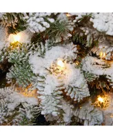 National Tree Company 4' Feel Real Snowy Camden Entrance Tree in Silver Brushed Urn with 100 Clear Lights