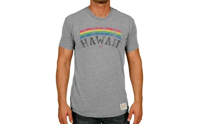 Retro Brand Hawaii Warriors Men's Vintage Rainbow Tri-Blend T-Shirt