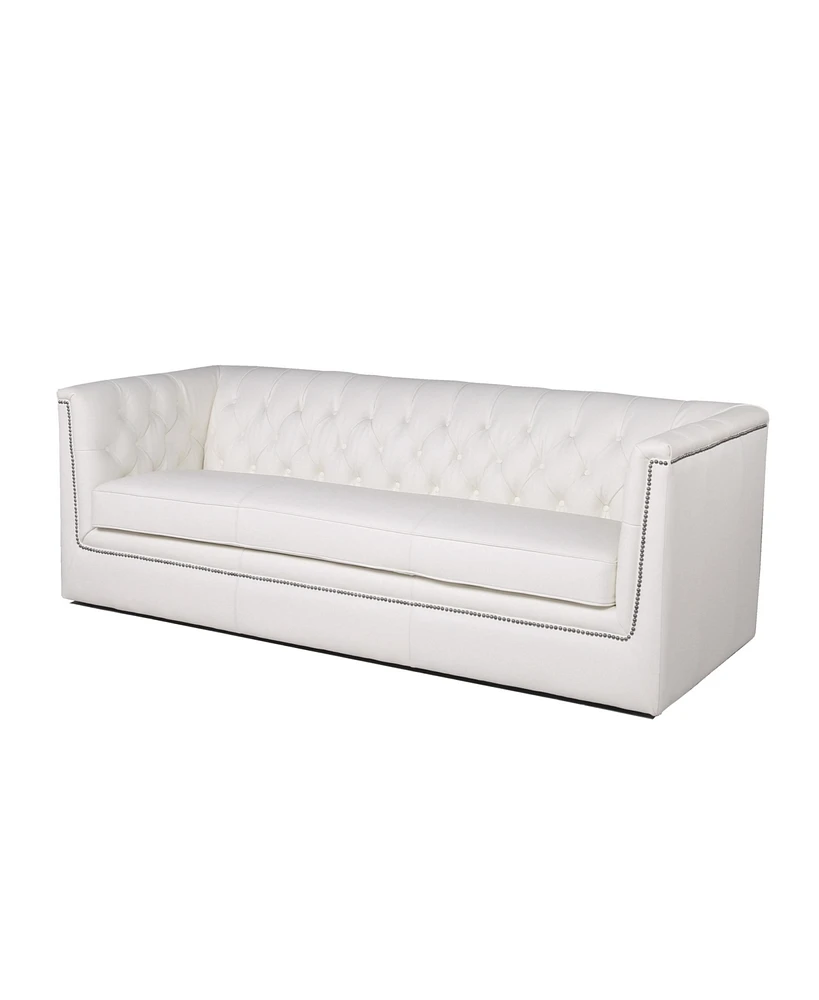 Helaire Tufted Leather Sofa White