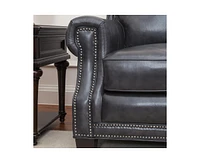 Willison Italian Leather Armchair in Charcoal Gray