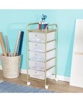 Honey Can Do 5-Drawer Rolling Storage Cart With Plastic Drawers