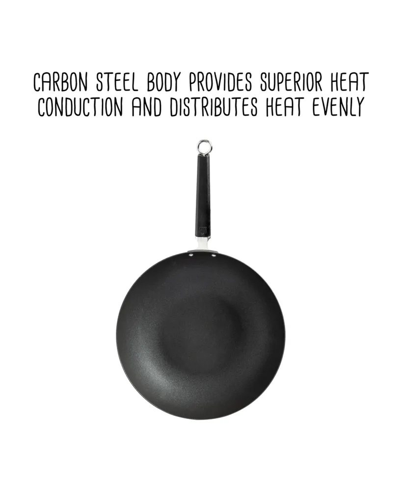 Joyce Chen Professional Series 12" Carbon Steel Excalibur Nonstick Stir Fry Pan with Phenolic Handle