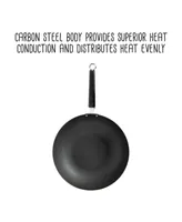 Joyce Chen Professional Series 12" Carbon Steel Excalibur Nonstick Stir Fry Pan with Phenolic Handle