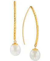 Honora Cultured Freshwater Pearl (9-10mm) Threader Earrings in 14k Gold