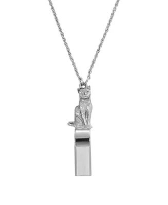 2028 Women's Silver Tone Cat Whistle Necklace