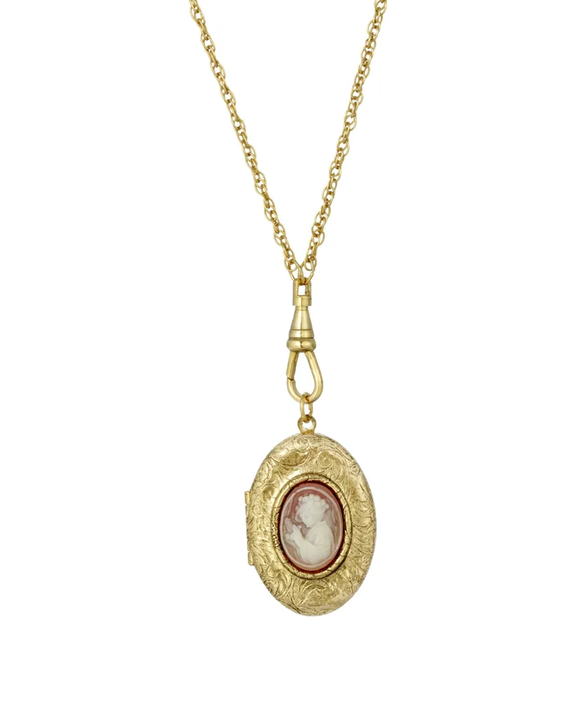 2028 Women's Gold Tone Oval Carnelian Cameo Locket Necklace | CoolSprings  Galleria