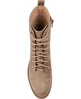 Journee Collection Women's Vienna Lace Up Stacked Heel Booties