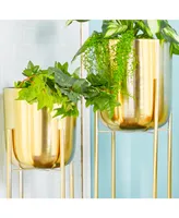 CosmoLiving by Cosmopolitan Set of 2 Gold Metal Glam Planter, 39", 46" - Gold