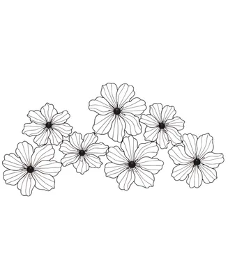 CosmoLiving by Cosmopolitan Black Metal Modern Floral Wall Decor, 43" x 21"