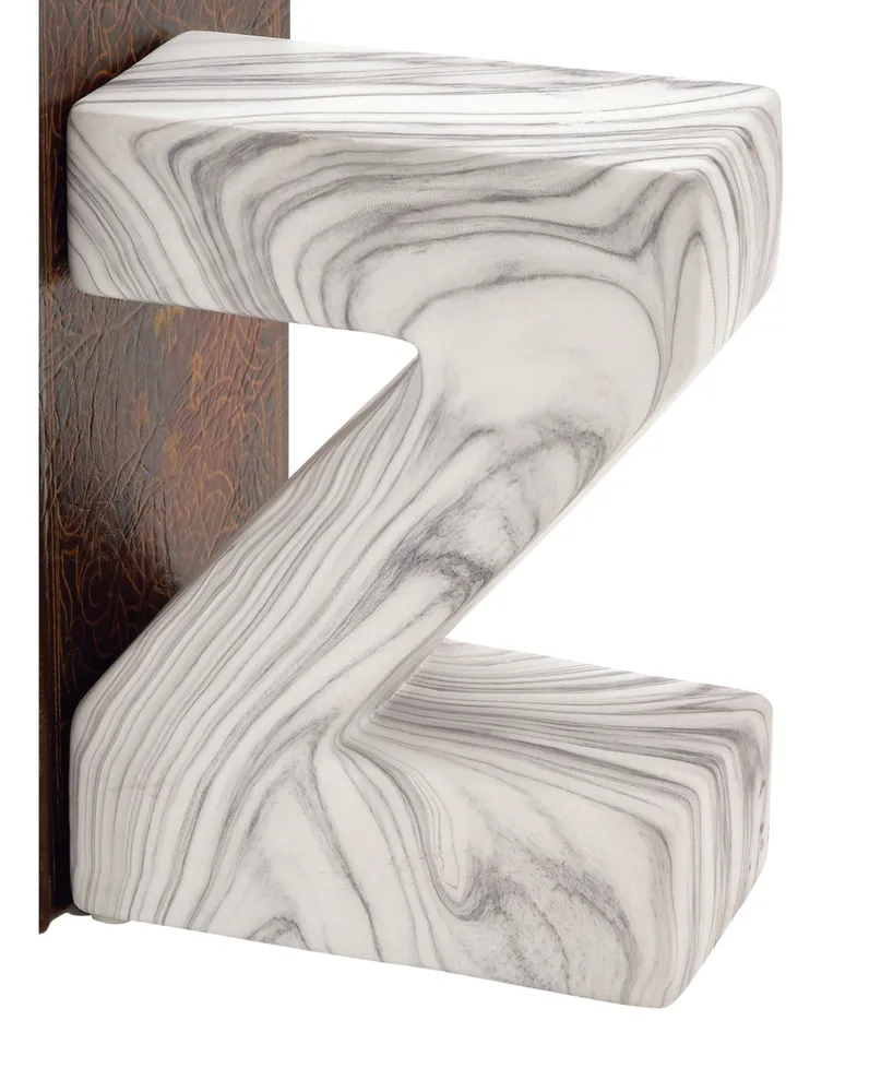 CosmoLiving by Cosmopolitan Set of 2 White Dolomite Contemporary A Z Bookends, 6" x 8"