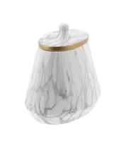 CosmoLiving by Cosmopolitan White Stoneware Contemporary Decorative Jar, 10" x 9" x 7"