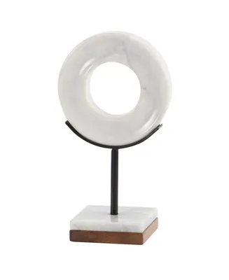 Natural Wood and Marble Modern Sculpture Table Decor