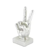 CosmoLiving by Cosmopolitan Set of 3 Silver Polystone Traditional Hand Sculpture, 7", 7", 6" - Silver